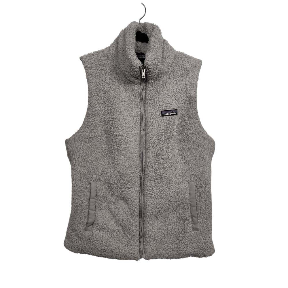 Patagonia Vest Womens M Gray Los Gatos Full-Zip Deep-Pile Fleece Stand Collar